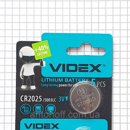 фото, Батарейка літієва Videx CR2025 Lithium / 5003LC 3V