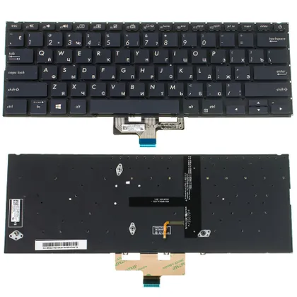фото, Клавіатура для ноутбука ASUS (UX433 series) rus, black, без фрейма, підсвічування клавіш