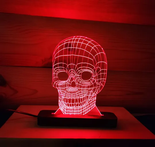 Акриловий світильник-нічник Череп червоний tty-n000003 Ціна