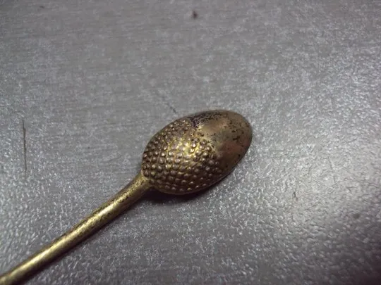 Ложка ложечка для специй желудь с листиком серебро 875 проба ссср позолота 6 см вес 4,07 г №11841 Недорого