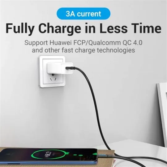 Кабель Vention USB Type-C - USB Type-C (M/M), TPE Round PD 60W, 3 A, 1.5 м, Black (COSBG) З аукціону