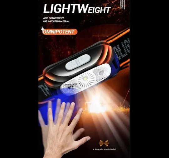 Налобний ліхтарик з інфрачервоним датчиком руху + вбудований акумулятор З аукціону