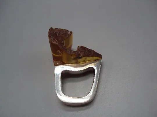 Кольцо перстень янтарь авторская работа серебро 875 проба вес 16,77 г 18-18,5 размер новое №14374 Ціна