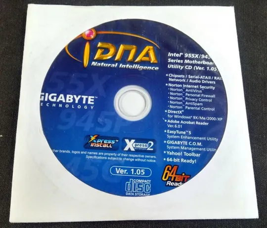 DVD, CD диск с драйверами для материнских плат ASUS B85M, P8H67 и GigaByte 945, 955, 965 и др. Характеристики