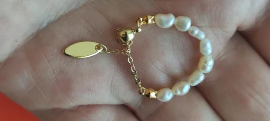 Подвеска-украшение кольцо на палец с настоящими жемчужинами, оригинально и стильно  fn492 Інтернет-аукціон