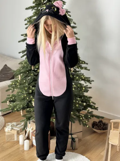 фото, Попожама піжама жіноча комбінезон Зайка чорна (розміри 42-56) 56