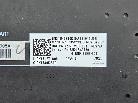 Клавіатура кнопки клавіші Lenovo Legion 5-15ARH05, 5-15IMH05 PO5CYXBG SN21B43730 неробоча З аукціону