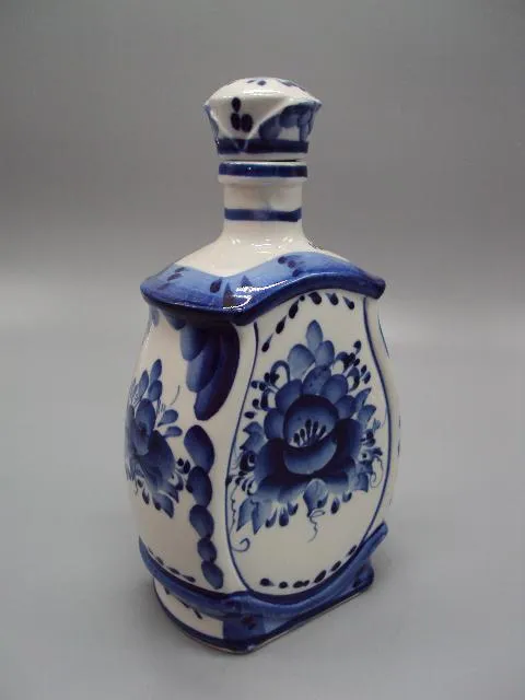 Штоф фарфор Гжель святая вода Куликов А. высота 20,5 см №13698 Недорого