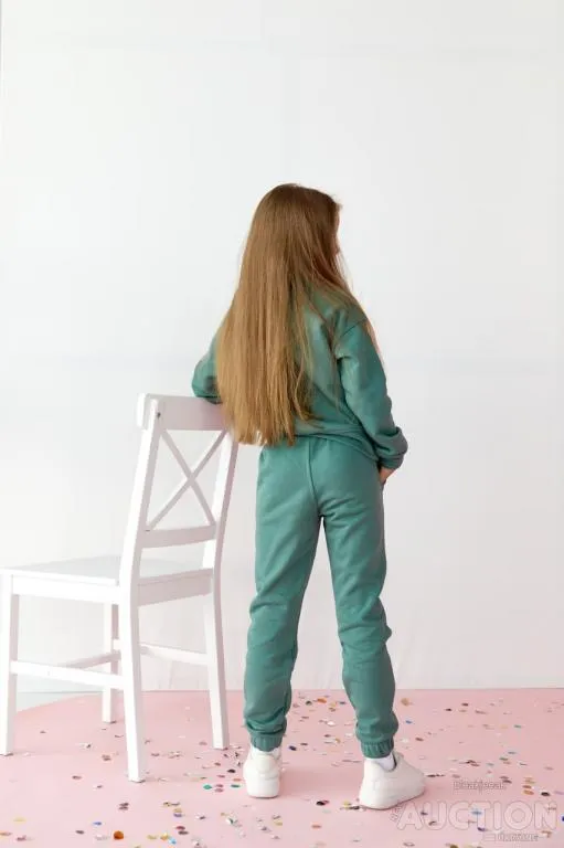 Дитячий костюм худі та джогери для дівчинки колір м'ята З аукціону
