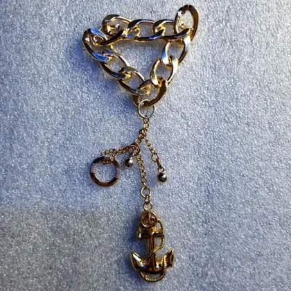 фото, Брелок золотистий, якір, морський стиль, вінтаж