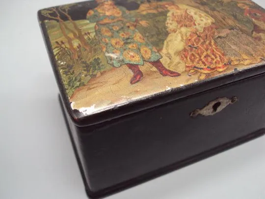 Шкатулка лаковая Палех ручная роспись царизм размер 7,2 х 13,2 х 9 см №1550 Продаж