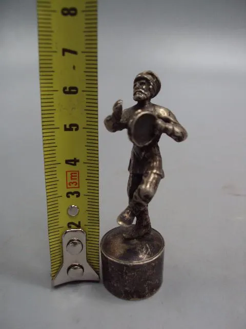 Пробка мужичок музыкант с бубном серебро ВА 84 проба голова вес 29,41 г высота 6,4 см №13966 Недорого