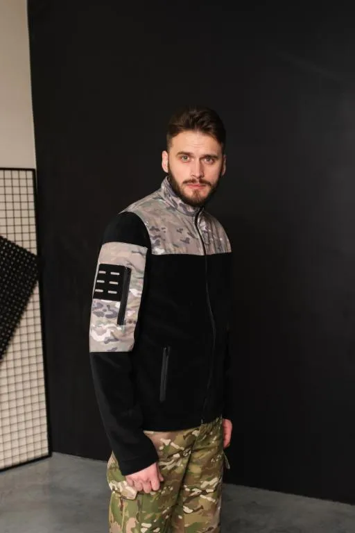 Кофта флисовая мужская военная тактическая с липучками под шевроны ВСУ (ЗСУ) Мультикам 8036 46 разм Недорого