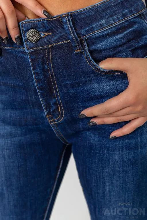 Джинсы женские с потертостями, цвет синий, 214R1416 Де купити