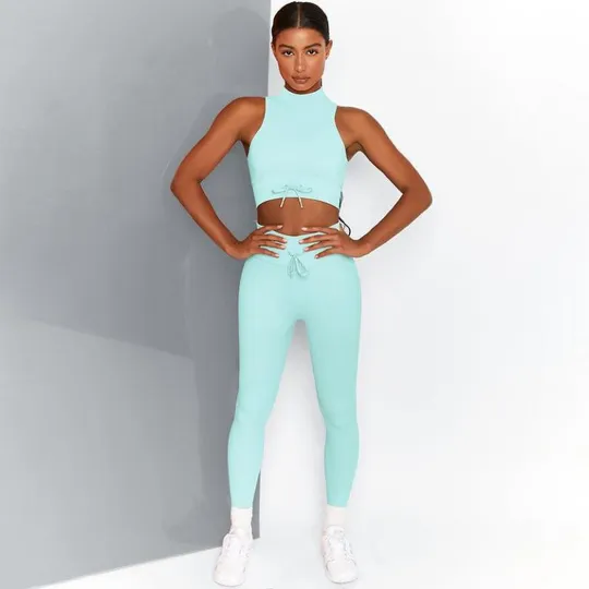 Комплект для фитнеса топ и леггинсы 8344 L бирюзовый Ціна