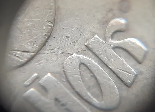 (1322) 25 копійок 1992 3БАм тріщина в металі монети на реверсі, 2 варіант (25 копеек 1992 3БАм брак) Продаж