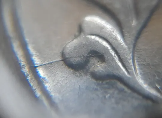 (2443) 5 копійок 1992 два розколи на аверсі (5 копеек 1992 брак) З аукціону