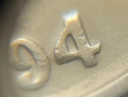 (4636) 25 копійок 1994 1ББк здвоєння в році карбування, двійний удар (25 копеек 1994 1ББк брак) З аукціону