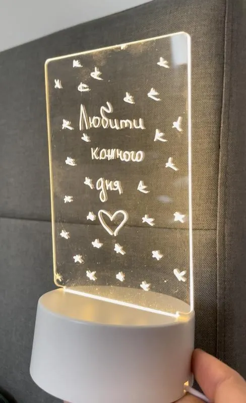 Купити Светильник, ночник, доска для заметок 12,5 х 17,5 см, питание от USB, 3 оттенка подсветки, с меловым маркером