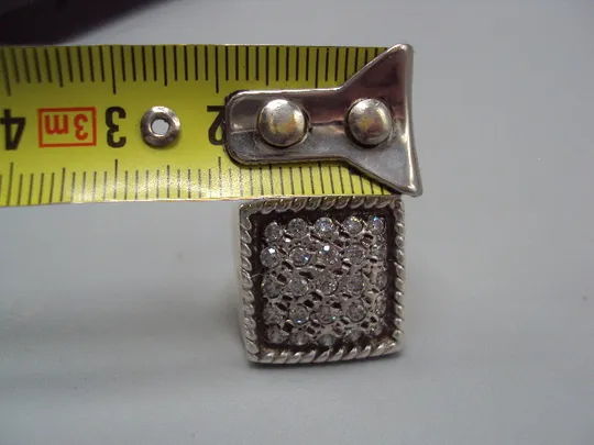 Женское кольцо перстень квадрат белые вставки серебро 925 проба вес 8,58 г 16,5 размер №15583 Продаж