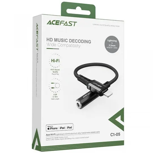 Переходник Acefast MFI C1-05 Lightning to 3.5mm aluminum alloy Продаж