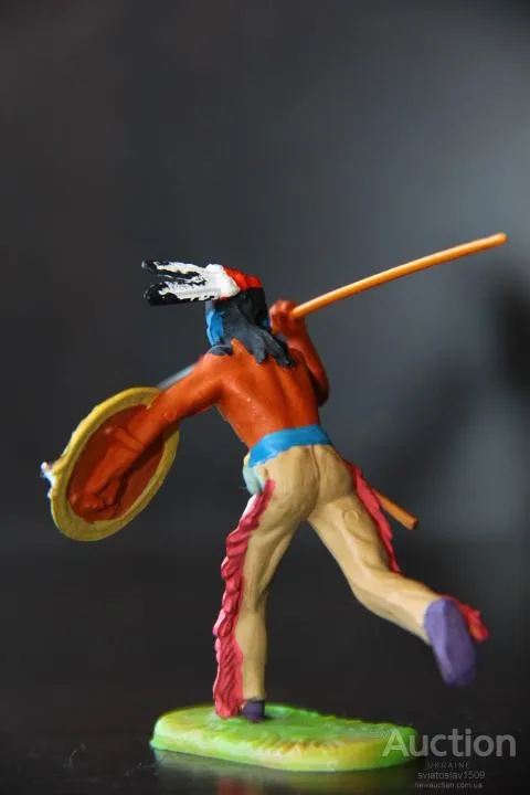 ІНДІАНЕЦЬ ЗІ СПИСОМ № 6827 индеец ELASTOLIN 70мм ФРГ Інтернет-аукціон