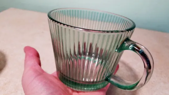 Чашки пара зелене кольорове ріфльоне скло 300мл Вживане Характеристики