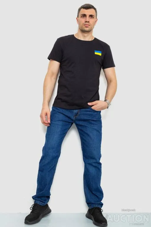 Купити Футболка мужская патриотическая, цвет черный, 226R040