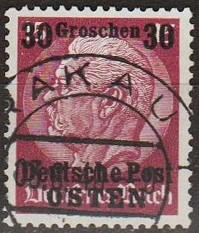 1939 - Рейх - GG - Надрук 30 Мі.7 _гаш Ціна