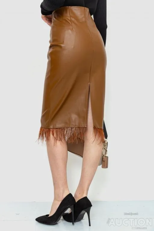 Юбка из экокожи, цвет коричневый, 186R7777 Продаж
