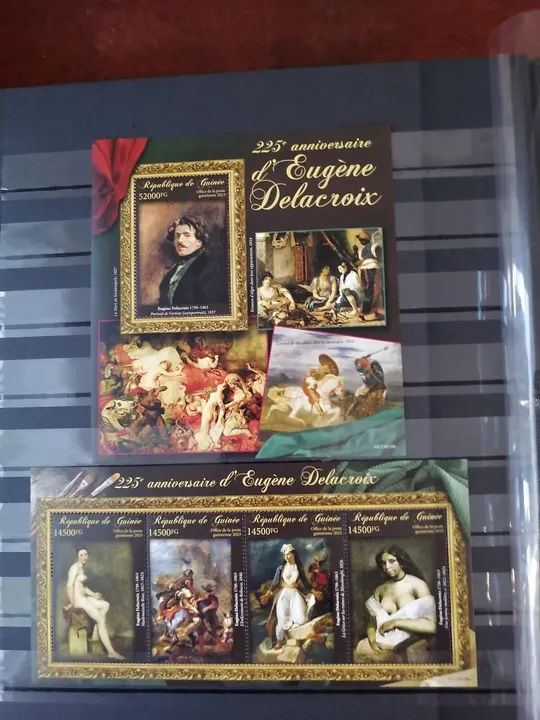 Гвинея Бисау-Живопись-Эжен Делакруа-2023.Чистый полный красивый комплект-М/Лист+Блок.MNH. Ціна