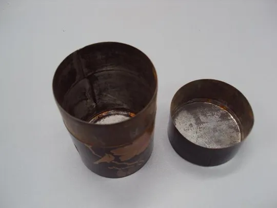 Чайная шкатулка чайница коробочка для чая Китай узор цветок металл размер 8,7 х 5,9 см №13167 Де купити