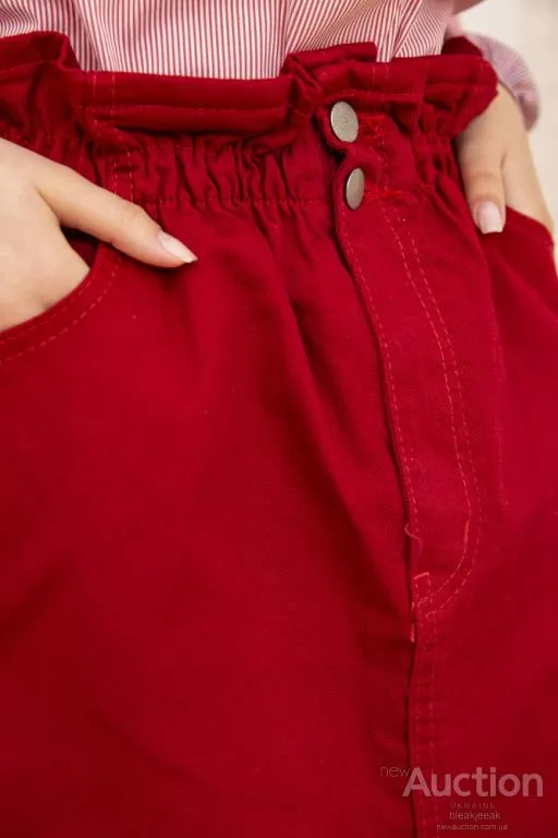 Джинсовая мини-юбка, красного цвета, 164R2023 Де купити