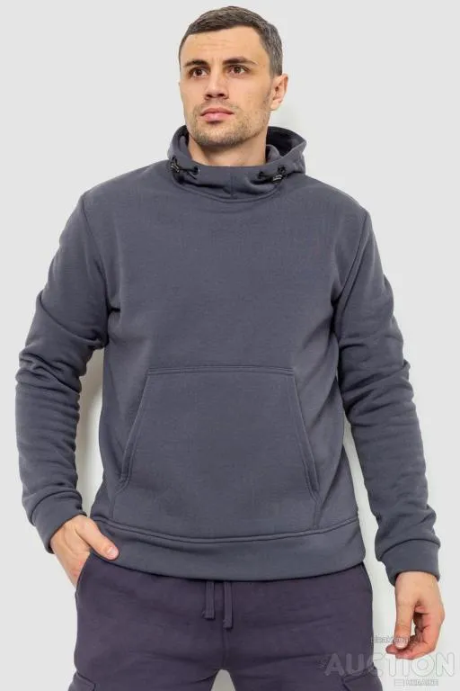 Худи мужской на флисе с капюшоном, цвет серый, 214R022-1 Ціна