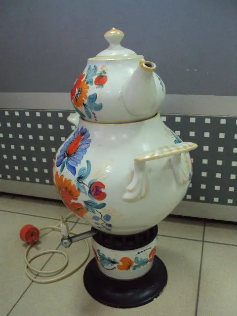 Купити Электрический самовар с заварником фарфор ГФЗ городница петриковская роспись цветы 44,5 см №11170