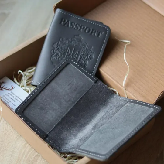 Купити Подарунковий набір &quot;Паспорт Герб + Військовий квиток&quot;, сірий