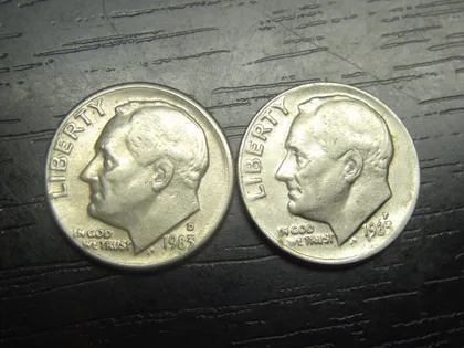 фото, 1 дайм 1983 США (два різновиди)