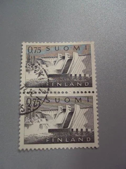 марки сцепка Финляндия 1959 архитектура 1963 стандарт мост ГЭС элекстричество гаш №2109 Ціна