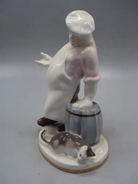 Фигура фарфор статуэтка ЛФЗ кот и повар басня Крылова высота 18 см №14097 З аукціону