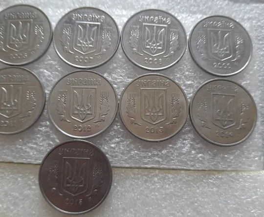 (4195) 5 копійок 2005-2015 порічниця - 11 монет  одним лотом(5 копеек погодовка) Продаж
