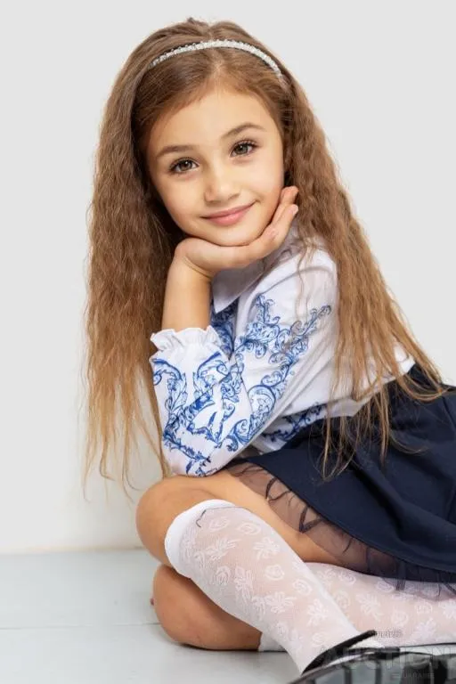 Блуза для девочек нарядная, цвет бело-синий, 172R026-1 З аукціону