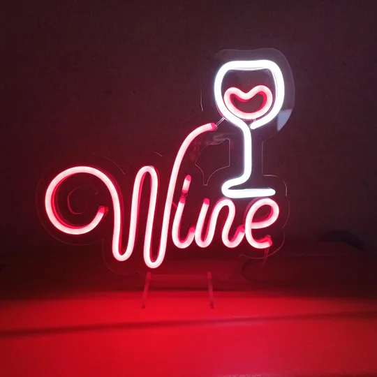 Неоновий світильник Wine з келихом 260х230мм acr-n000074 Ціна