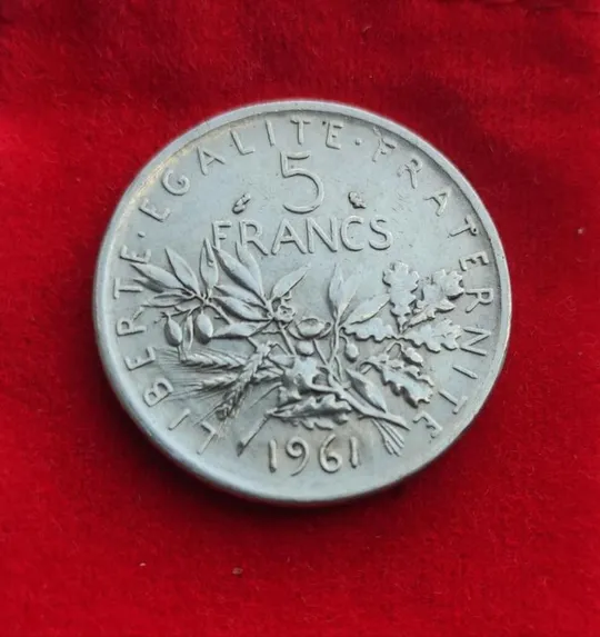 5 франков 1961 года серебро монета оригинал Франція fr216 Ціна