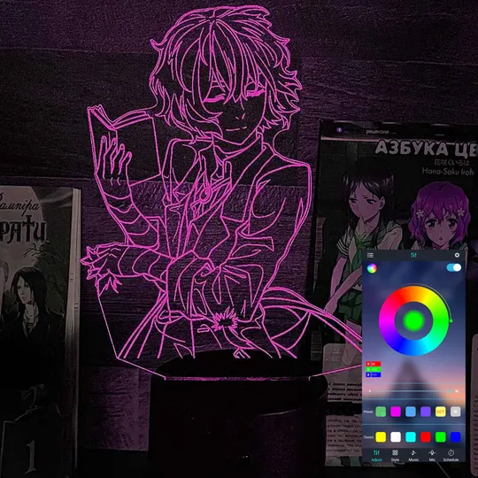 Акриловий світильник-нічник керування з телефона Осаму Дазай 2 tty-n002318 Ціна