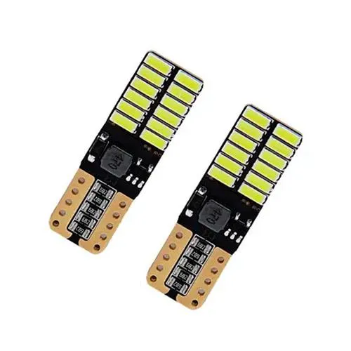 LED T10 W5W лампа в автомобиль 2шт, 24 SMD 4014, с обманкой Canbus, белый Ціна