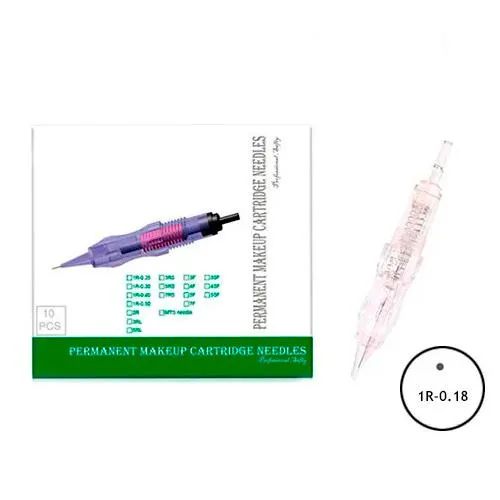 Модульная игла 1R 0.18мм, 10шт, Nano картридж для перманентного макияжа Ціна