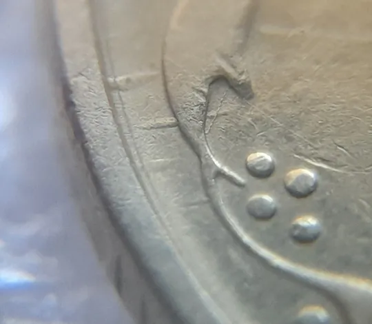 (6004) 25 копійок 1994 1БВк розколи на реверсі між 1 і 2 гр. до "5", у 6 та 8 гр. + царапини штемпеля (25 копеек 1994 1БВк брак, раскол) Продаж