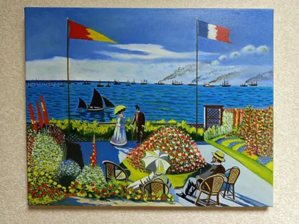 фото, Картина Терраса в Сент-Адрессе копия Клода Моне 50*40 см. Холст масло ручная работа.