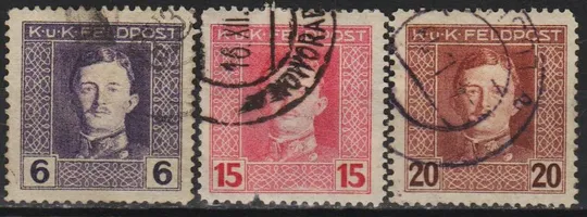 1917 - Австрія - Кайзер Карл І - Польова пошта Мі.57-61 _гаш Ціна