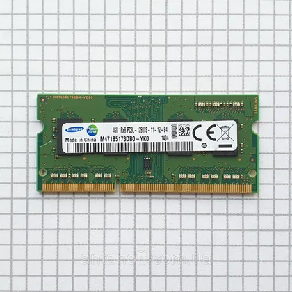 фото, Модуль пам'яті Samsung 4GB 1Rx8 PC3L-12800S (DDR3L) M471B5173DB0-YK0 для ноутбука